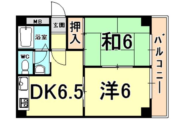 江上イエム(2DK/1階)の間取り写真