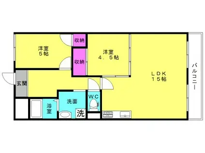 パルメゾン美乃利(2LDK/2階)の間取り写真