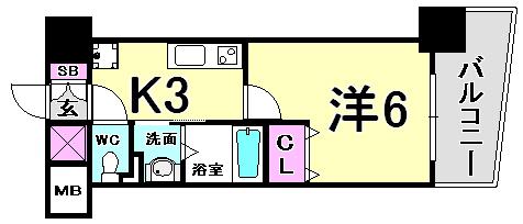 グルーブ神戸ハーバーアリーナ(1K/2階)の間取り写真