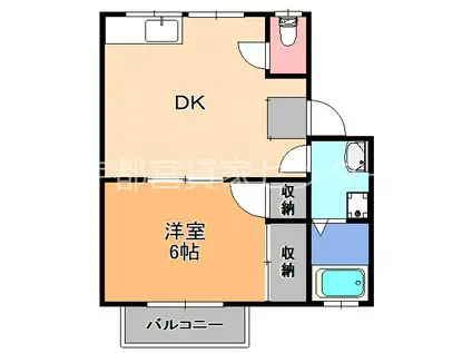 ニューハイツ西山A棟(1LDK/1階)の間取り写真