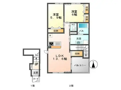 エクセルパレス(2LDK/2階)の間取り写真