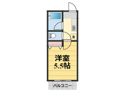 タミーハイツ本厚木(1K/5階)の間取り写真