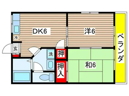コンフォート21(2DK/1階)の間取り写真