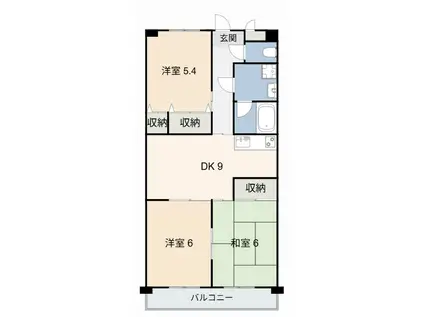 メゾン・ド・ヨサミB棟(3LDK/3階)の間取り写真