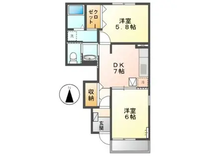 ジュン.オーネ A(2DK/1階)の間取り写真