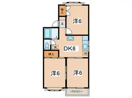 ファミール鶴園(3DK/1階)の間取り写真