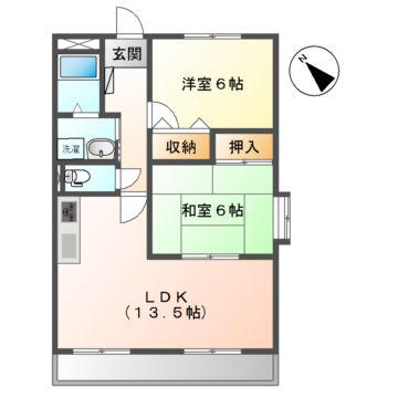 ジュエルタウン(2LDK/1階)の間取り写真