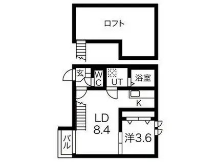 AMPIO高畑 (1LDK/1階)の間取り写真