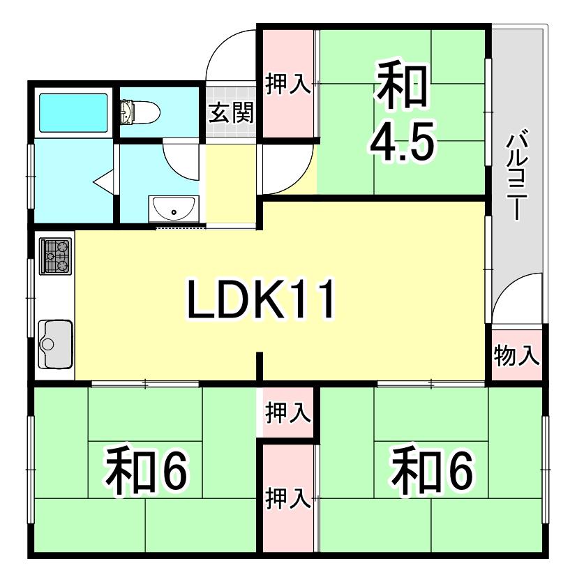 神陵台東 50号棟(3LDK/3階)の間取り写真