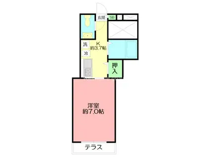 コーラル K(1K/1階)の間取り写真