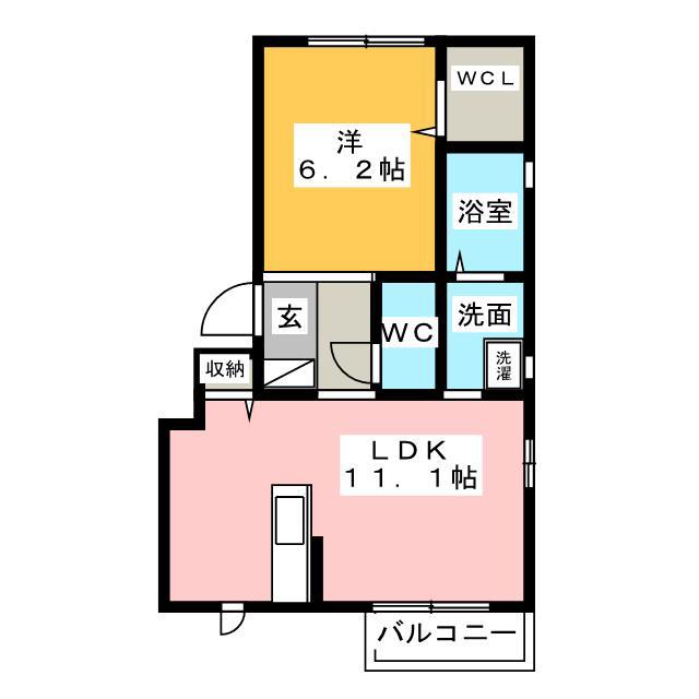 グローリエ(1LDK/2階)の間取り写真