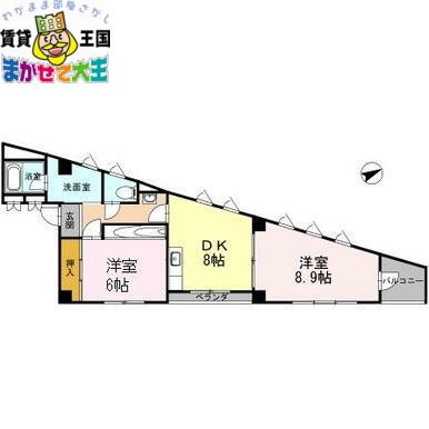 リバーサイド西山(2DK/4階)の間取り写真