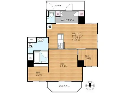 モンテヴェルデ神楽坂弐番館(1SLDK/2階)の間取り写真