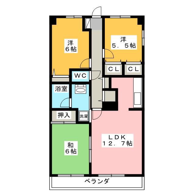 マンションベルシー(3LDK/8階)の間取り写真