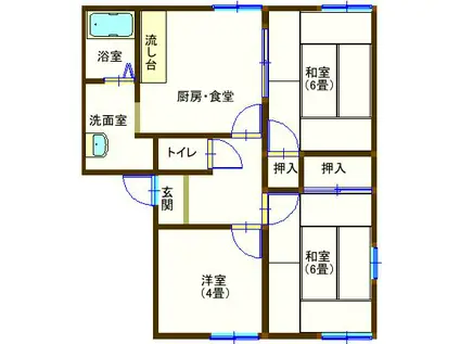 ラフォーレ福居(3DK/1階)の間取り写真