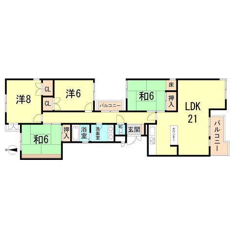 モナーク甲子園(4LDK/2階)の間取り写真