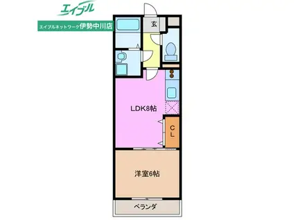 JR紀勢本線 高茶屋駅 徒歩10分 3階建 築18年(1LDK/2階)の間取り写真