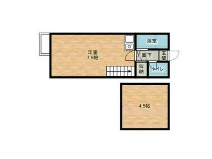 アメニティ葉山(ワンルーム/2階)の間取り写真