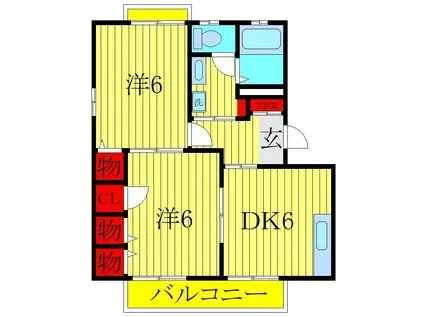 サンフラワー(2DK/1階)の間取り写真