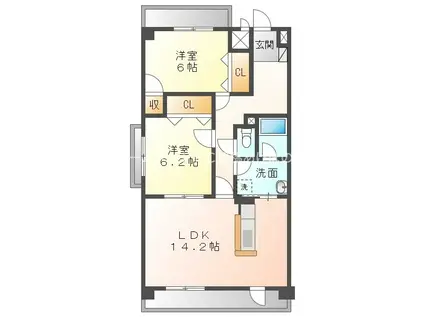 UN BELLE 富士見(2LDK/2階)の間取り写真