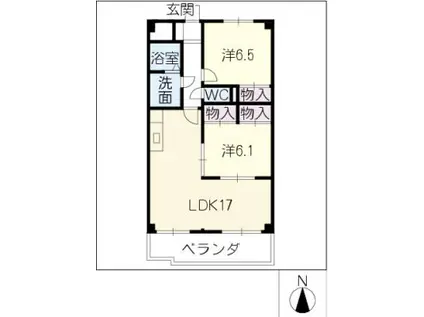 エコーハイツ伏屋(2LDK/4階)の間取り写真