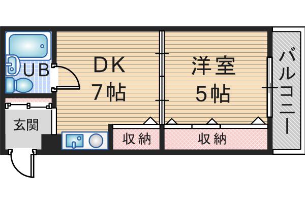 ラ・サルビア桜塚(1DK/1階)の間取り写真
