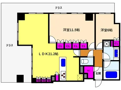 ファインレジデンス住吉山手(2LDK/1階)の間取り写真
