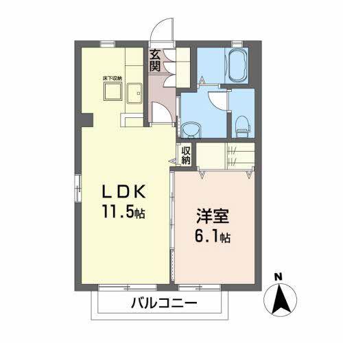 DISCUS F-1(1LDK/1階)の間取り写真