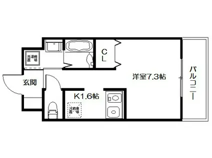 サムティ祇園河原町(1K/2階)の間取り写真