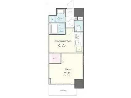 グランディール湘南(1DK/2階)の間取り写真