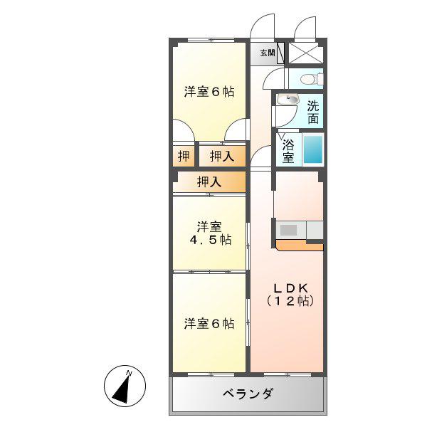ハイツ百年(3LDK/4階)の間取り写真