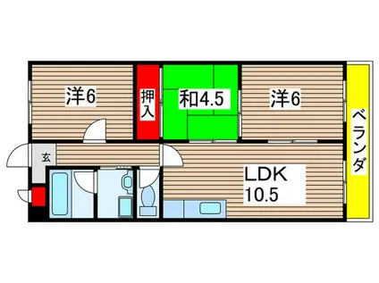 第二グリーンマンション服部(3LDK/2階)の間取り写真