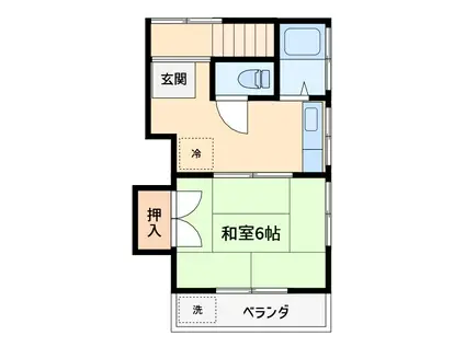 JR京浜東北線 蕨駅 徒歩13分 2階建 築41年(1K/2階)の間取り写真