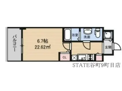 S-RESIDENCE北浜(1K/13階)の間取り写真