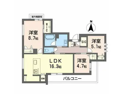 シャーメゾン 京町(3LDK/3階)の間取り写真