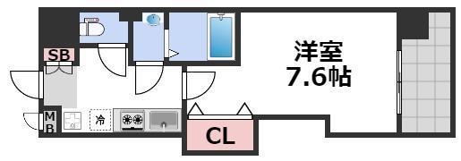 LUXE難波西III(1K/14階)の間取り写真