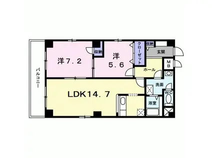 ブルック御池(2LDK/2階)の間取り写真