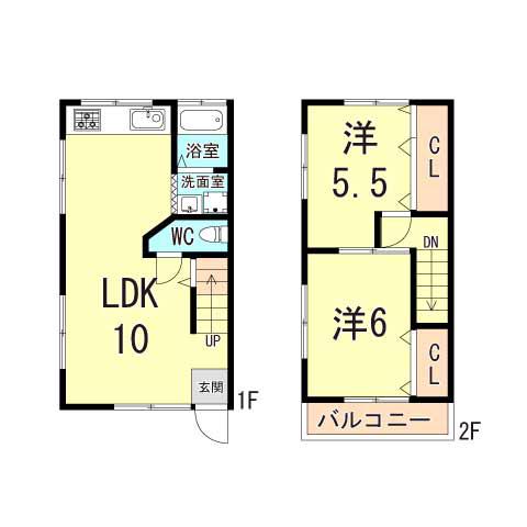 ウララハウスII(2LDK/1階)の間取り写真