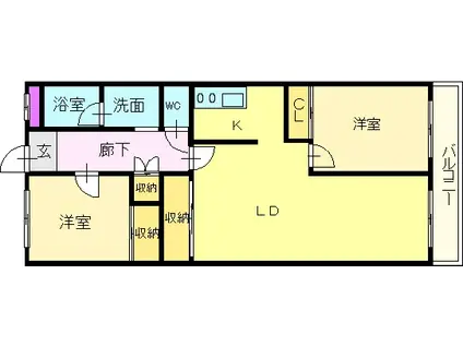 エスト深井(2LDK/5階)の間取り写真