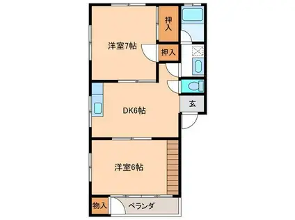 グリーンピース(2DK/2階)の間取り写真