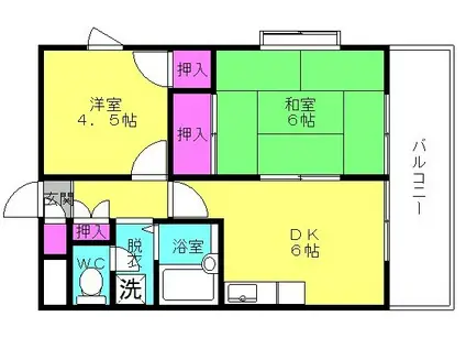 第14サンライズイトウ(2DK/2階)の間取り写真