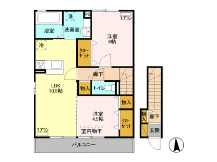 ヒルサイド テラス C(2LDK/2階)の間取り写真