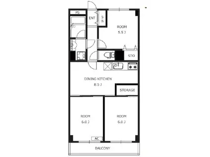 東浦和春栄ビル(3DK/4階)の間取り写真
