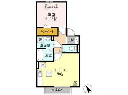 グランシュール(1LDK/1階)の間取り写真