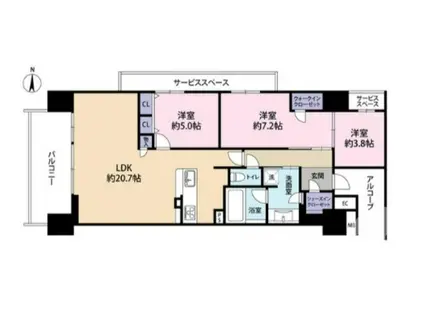 なかもずオールズ ディアコート(3LDK/13階)の間取り写真