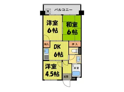 第二若葉ビル(3DK/3階)の間取り写真