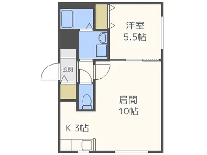 クラリス白石中央(1LDK/3階)の間取り写真