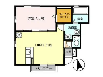 グレイス恵(1LDK/1階)の間取り写真