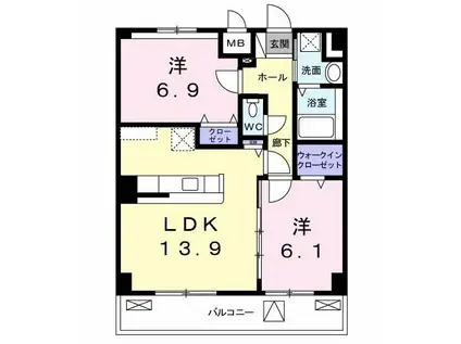 ベルベルデ レジデンス(2LDK/3階)の間取り写真