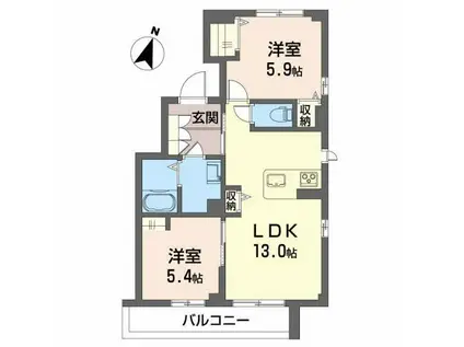 シャーメゾンプレミア鐙 201(2LDK/2階)の間取り写真